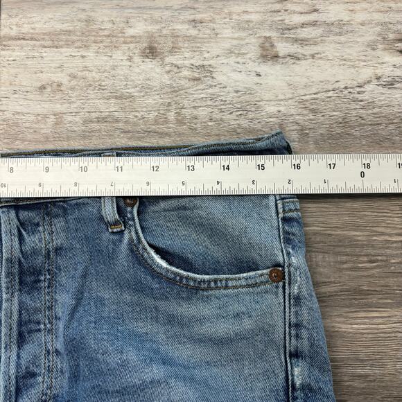 Agolde Nico Blue Womens 28 High Rise Slim Straight Distressed Button Fly Jeans - Picture 6 of 12